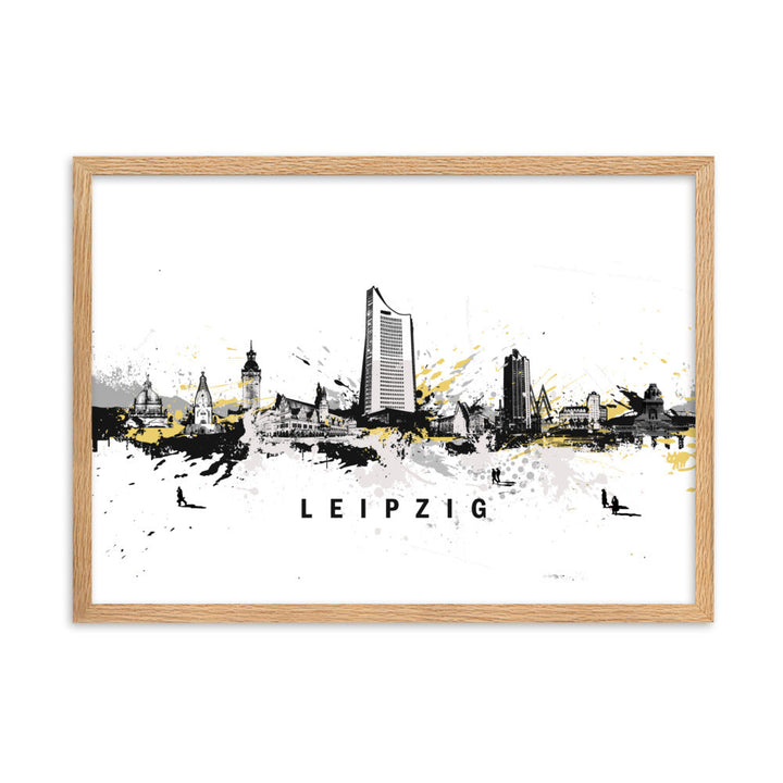 Poster mit Rahmen - Skyline Leipzig Marko Kurth Oak / 50×70 cm artlia