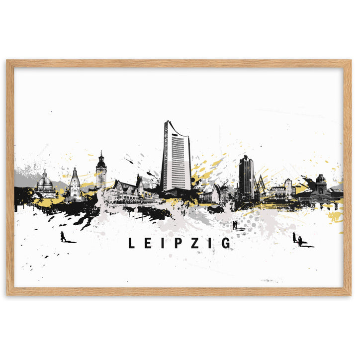 Poster mit Rahmen - Skyline Leipzig Marko Kurth Oak / 61×91 cm artlia