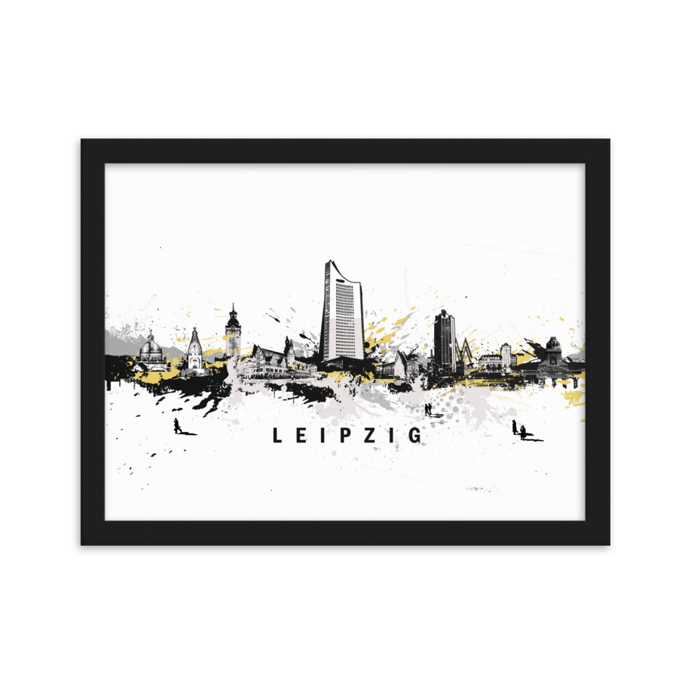 Poster mit Rahmen - Skyline Leipzig Marko Kurth Schwarz / 30×40 cm artlia