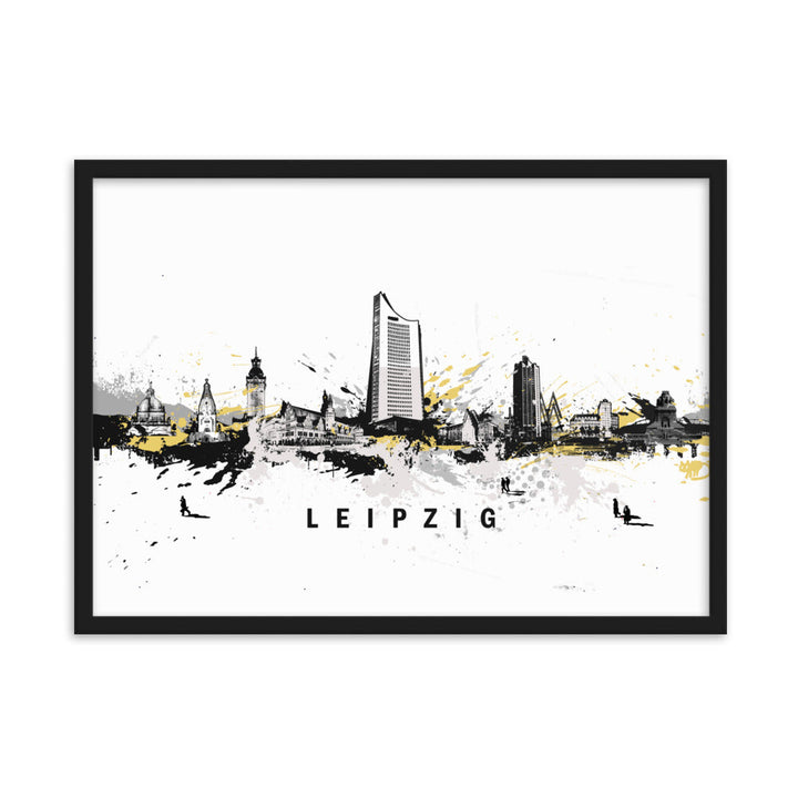 Poster mit Rahmen - Skyline Leipzig Marko Kurth Schwarz / 50×70 cm artlia