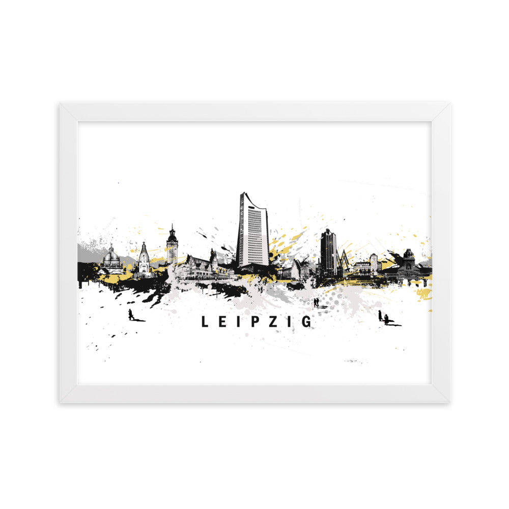 Poster mit Rahmen - Skyline Leipzig Marko Kurth Weiß / 30×40 cm artlia