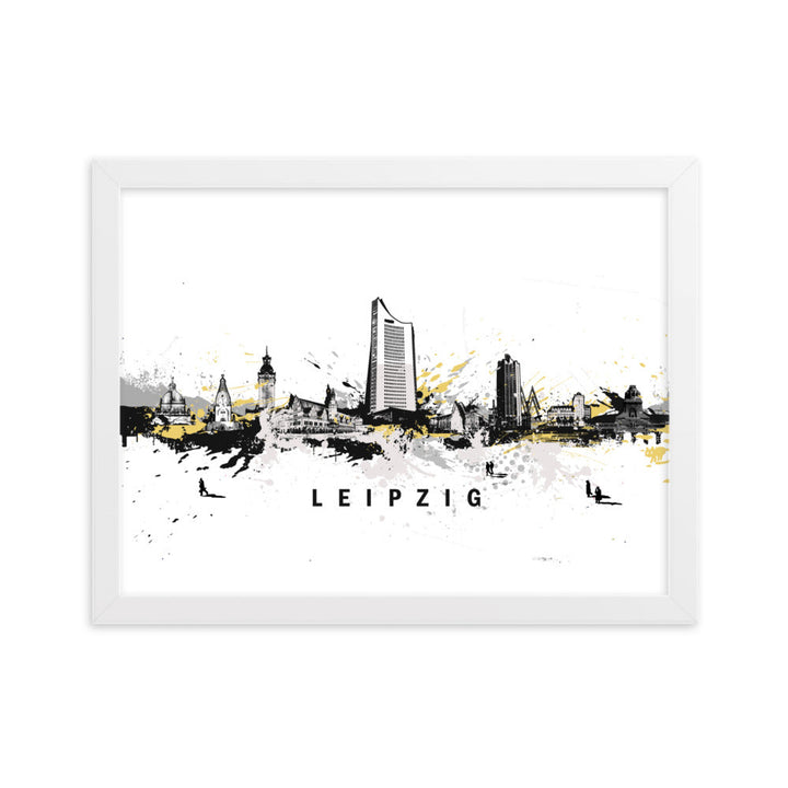 Poster mit Rahmen - Skyline Leipzig Marko Kurth Weiß / 30×40 cm artlia