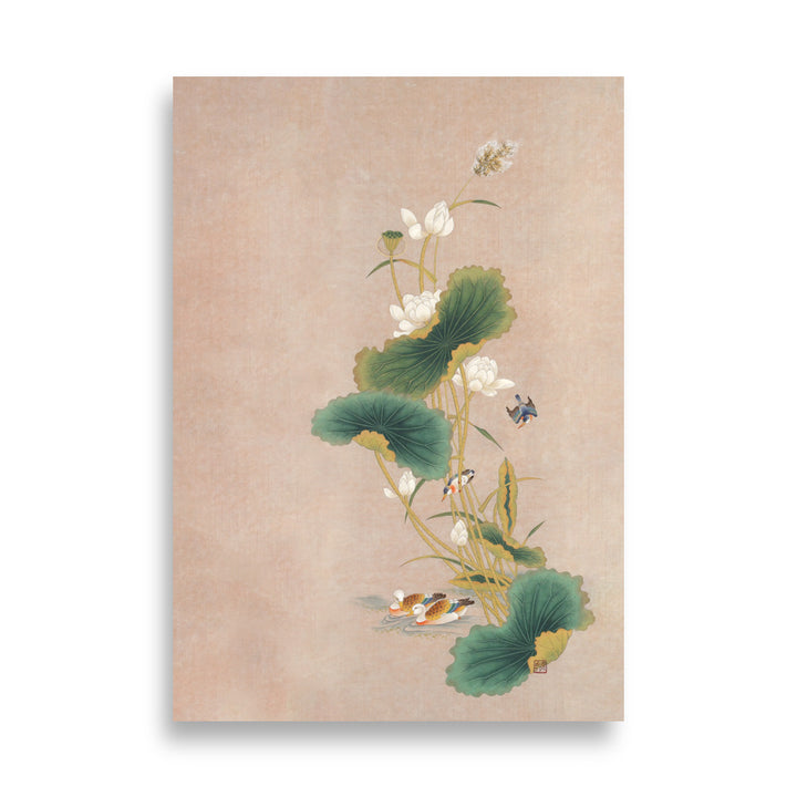 Póster - Seungmin Yoon, Flores de loto con pájaros