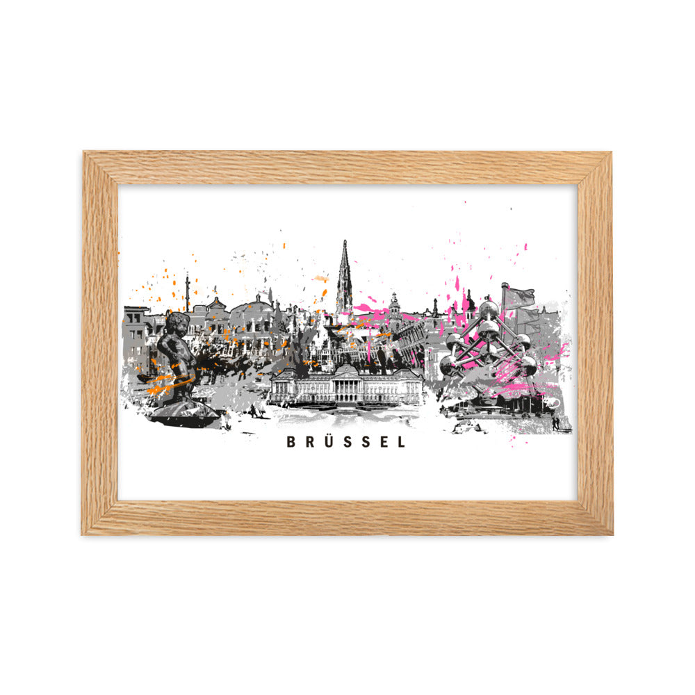 Poster - Skyline Brüssel Marko Kurth Oak / 21×30 cm artlia