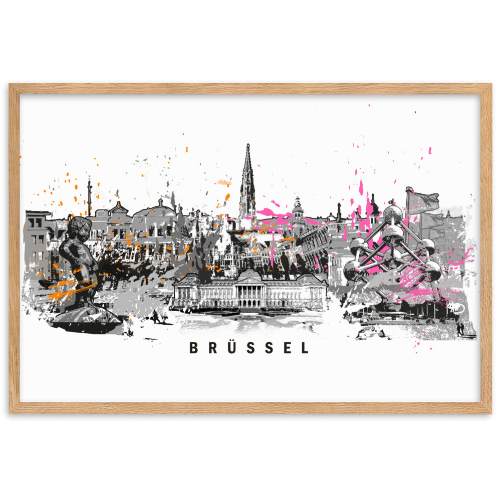 Poster - Skyline Brüssel Marko Kurth Oak / 61×91 cm artlia