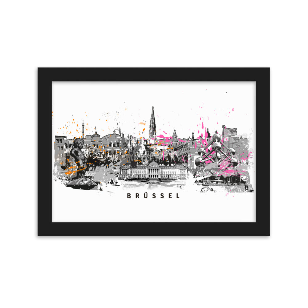 Poster - Skyline Brüssel Marko Kurth Schwarz / 21×30 cm artlia