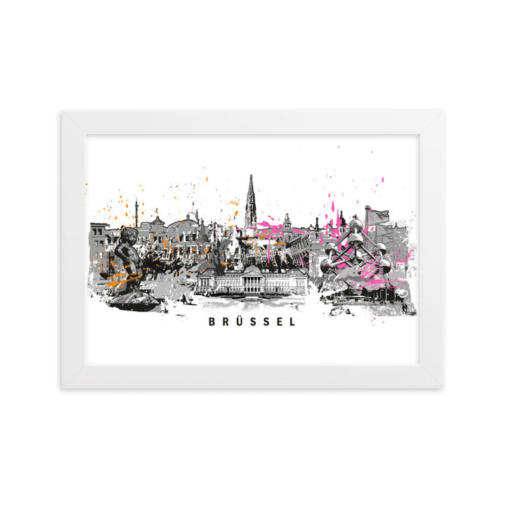 Poster - Skyline Brüssel Marko Kurth Weiß / 21×30 cm artlia