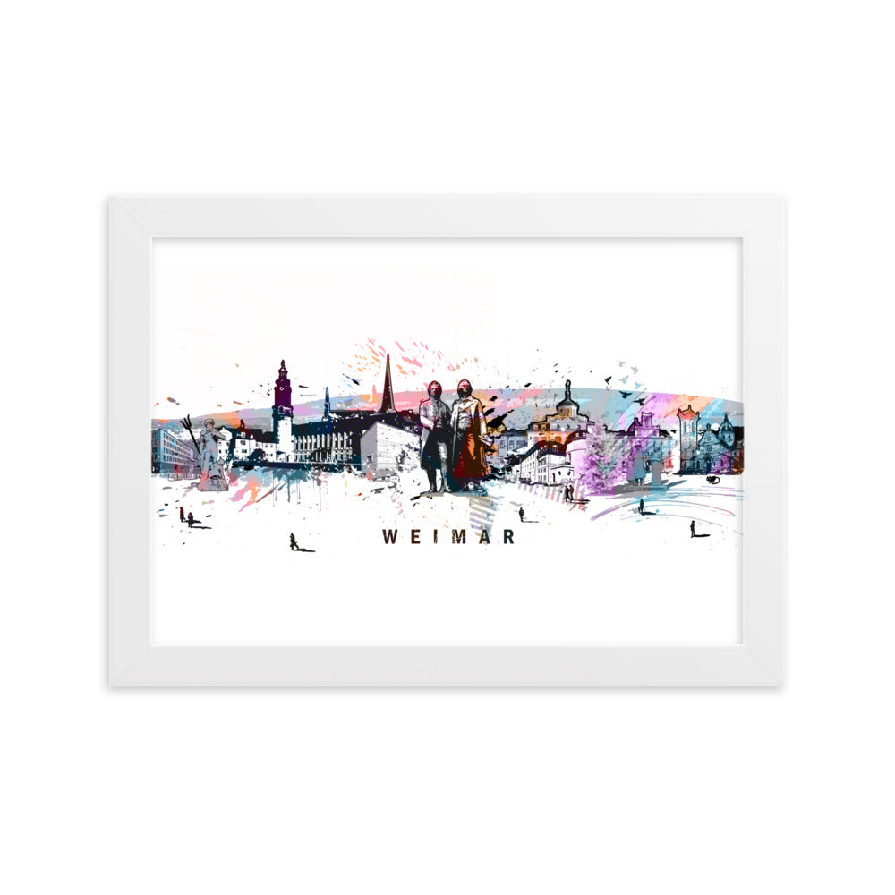 Poster - Skyline Weimar Marko Kurth Weiß / 21×30 cm artlia