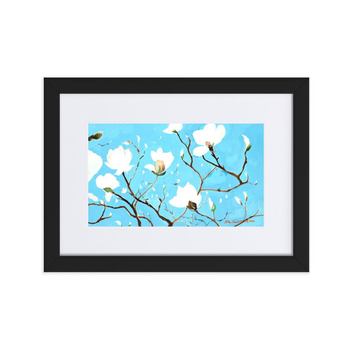 A Thousand, Shiny Magnolia - Poster im Rahmen mit Passepartout Seokhee Kim Schwarz / 21×30 cm artlia