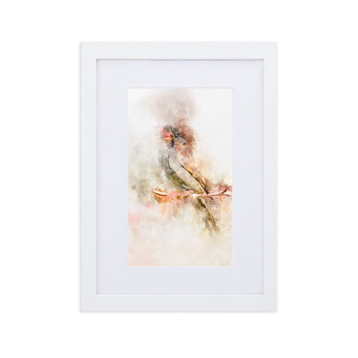 Aquarell Vogel - Poster im Rahmen mit Passepartout Kuratoren von artlia Weiß / 21×30 cm artlia