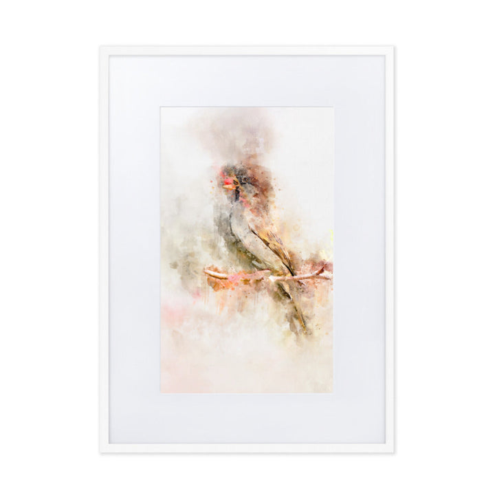 Aquarell Vogel - Poster im Rahmen mit Passepartout Kuratoren von artlia Weiß / 50×70 cm artlia