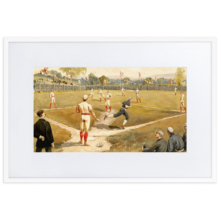 Baseball des 19. Jahrhunderts - Poster im Rahmen mit Passepartout Boston Public Library weiß / 61×91 cm artlia