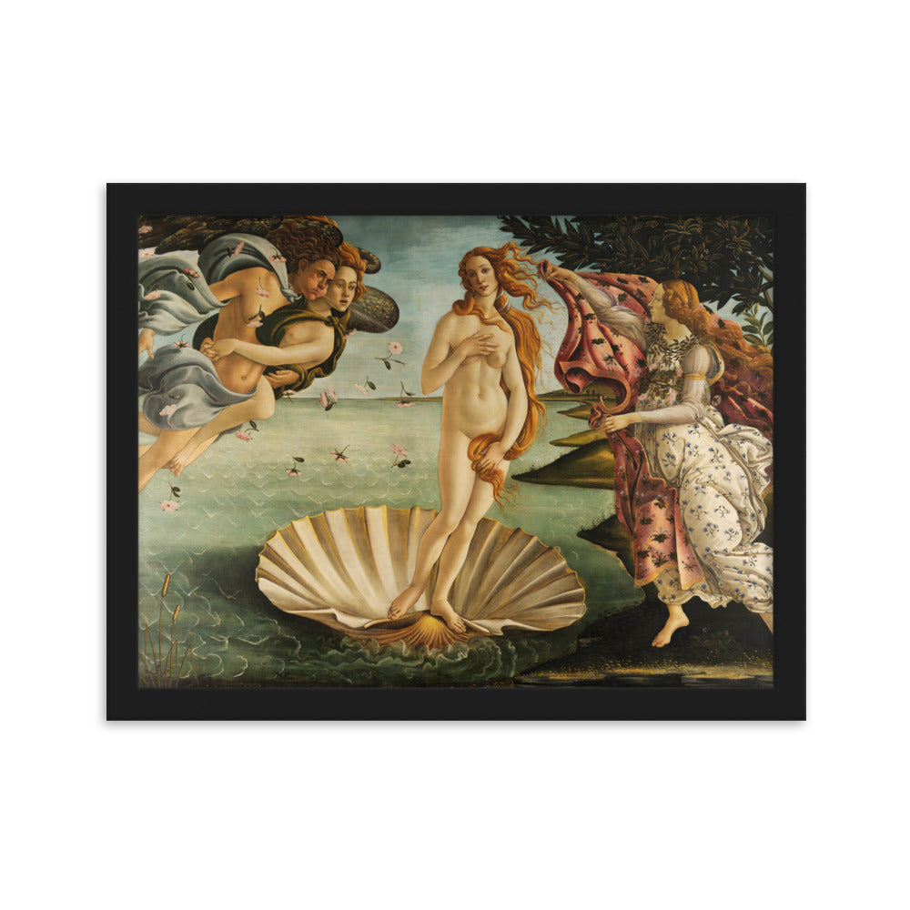 Birth of Venus, Sandro Botticelli - Poster im Rahmen Sandro Botticelli Schwarz / 30×40 cm artlia