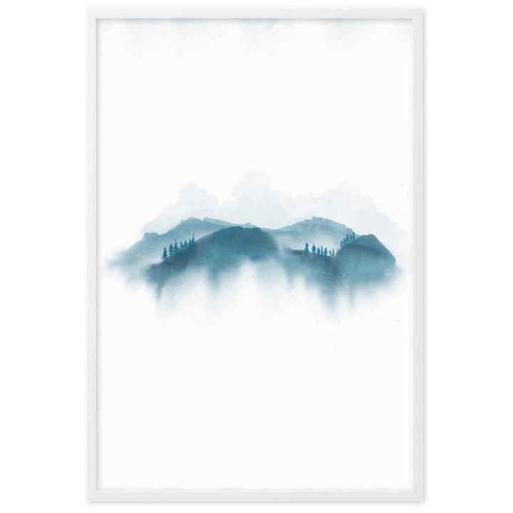 blue Mountains blaue Berge - Poster im Rahmen artlia Weiß / 61×91 cm artlia