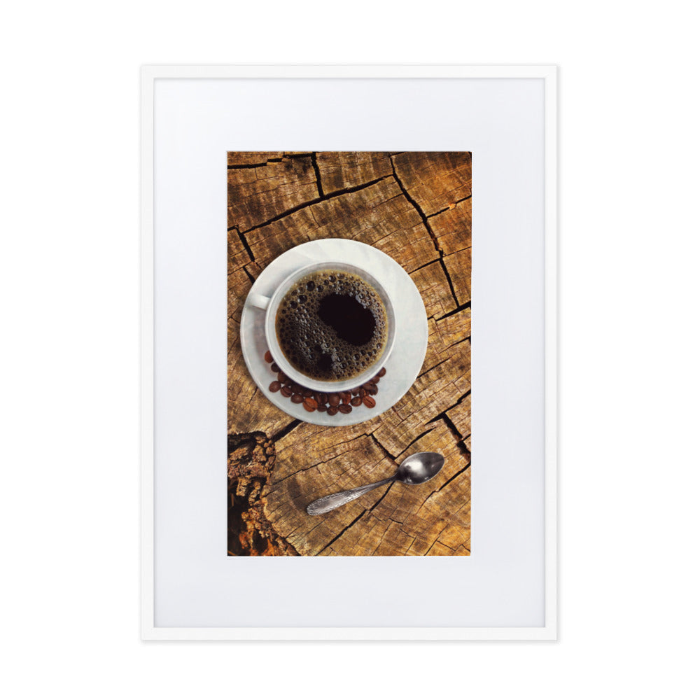 Café in nature - Poster im Rahmen mit Passepartout Kuratoren von artlia Weiß / 50×70 cm artlia