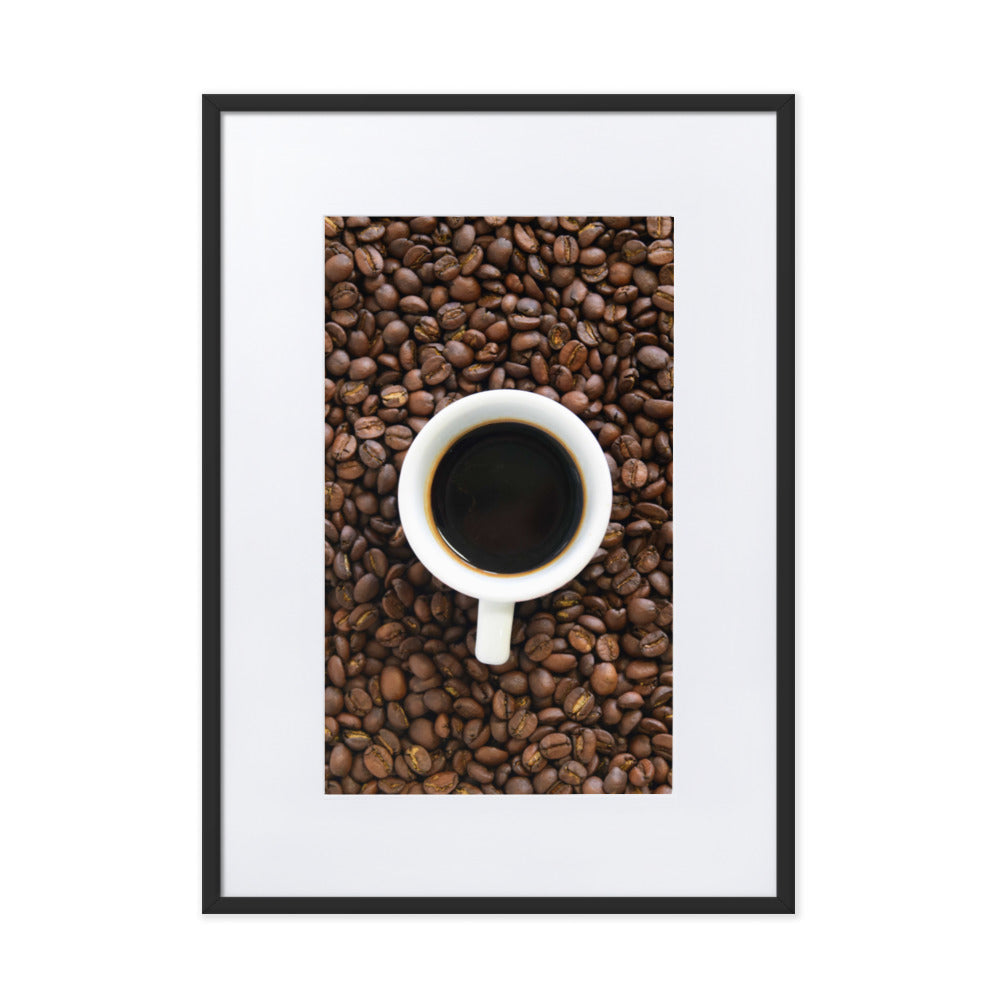 Café, Kaffeerösterei Berlin - Poster im Rahmen mit Passepartout Kuratoren von artlia Schwarz / 50×70 cm artlia