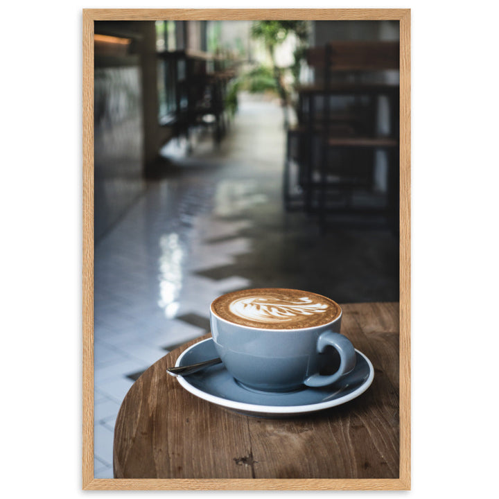 Cappuccino in Café - Poster im Rahmen Kuratoren von artlia Oak / 61×91 cm artlia