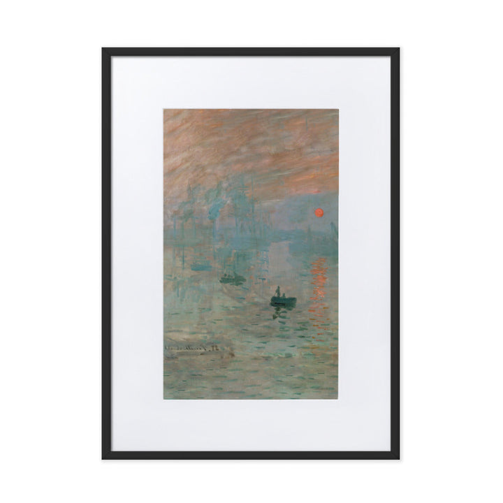 Claude Monet, Impression, Sonnenaufgang - Poster im Rahmen mit Passepartout Claude Monet Schwarz / 50×70 cm artlia