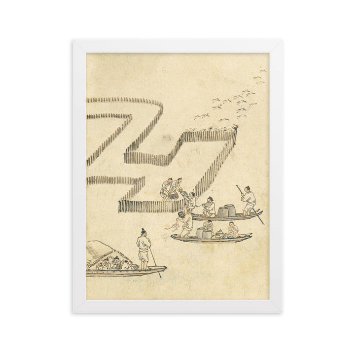 Fischfang, Kim Hong-do - Poster im Rahmen Hong-do Kim Weiß / 30×40 cm artlia