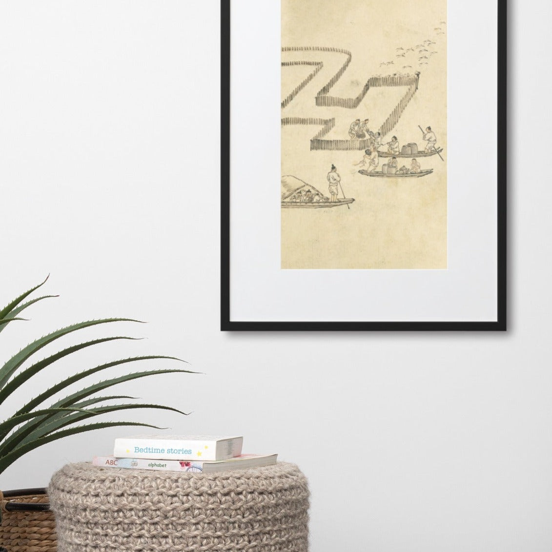 Fishing, Kim Hong-do - Poster in frame with passe-partout – ARTLIA