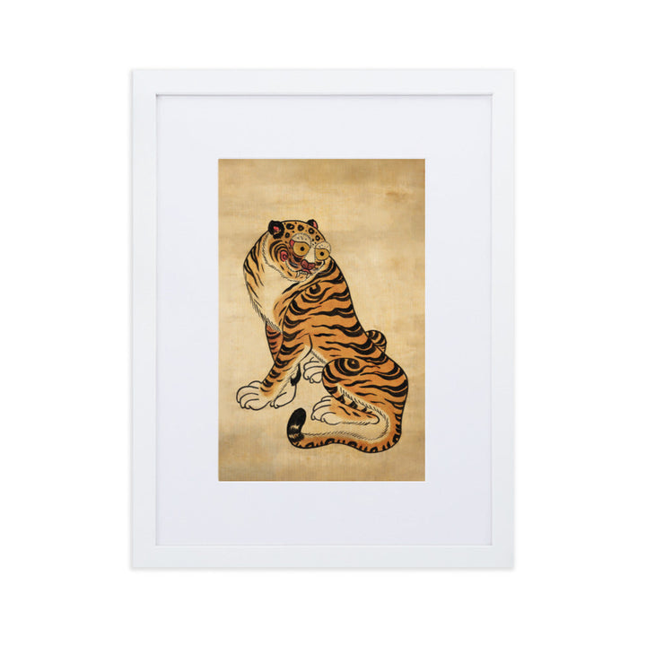 freundlicher Tiger - Poster im Rahmen mit Passepartout Kuratoren von artlia Weiß / 30×40 cm artlia