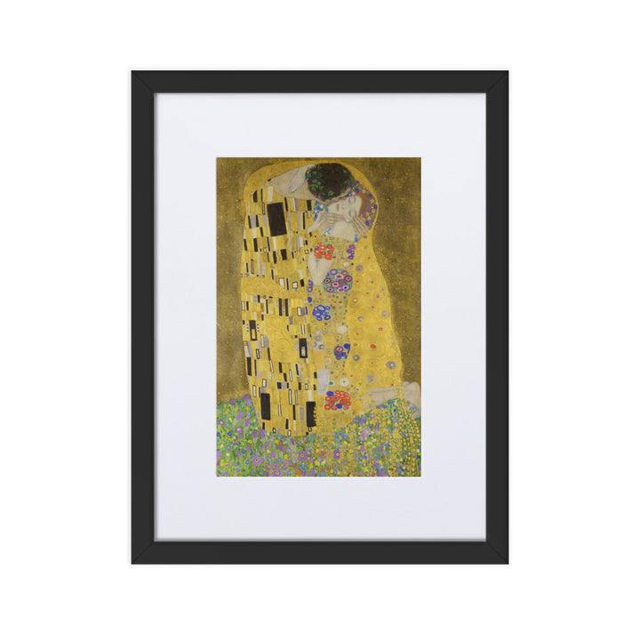 Gustav Klimt, Der Kuss - Poster im Rahmen mit Passepartout Gustav Klimt Schwarz / 30×40 cm artlia