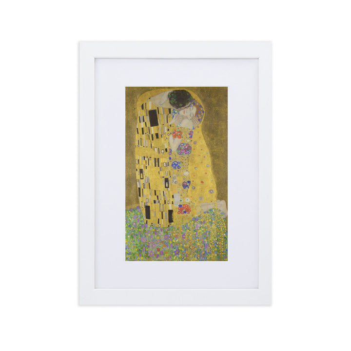 Gustav Klimt, Der Kuss - Poster im Rahmen mit Passepartout Gustav Klimt Weiß / 21×30 cm artlia