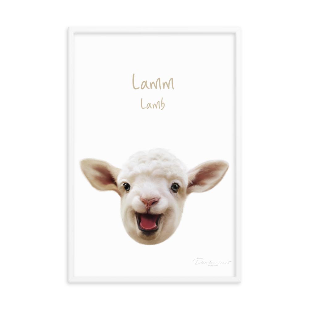 Lamm - Poster im Rahmen dear.bon.vivant weiß / 61x91 cm artlia
