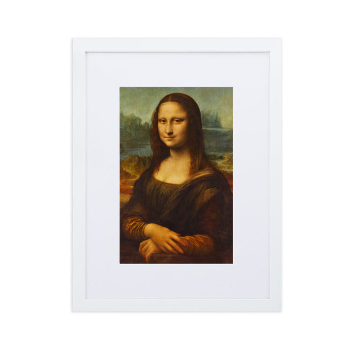 Mona Lisa - Poster im Rahmen mit Passepartout Leonardo da Vinci Weiß / 30×40 cm artlia