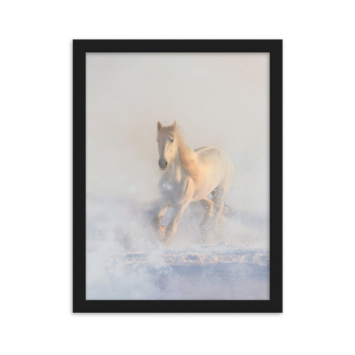 Pferd im Schnee Horse in Snow - Poster im Rahmen artlia Schwarz / 30×40 cm artlia