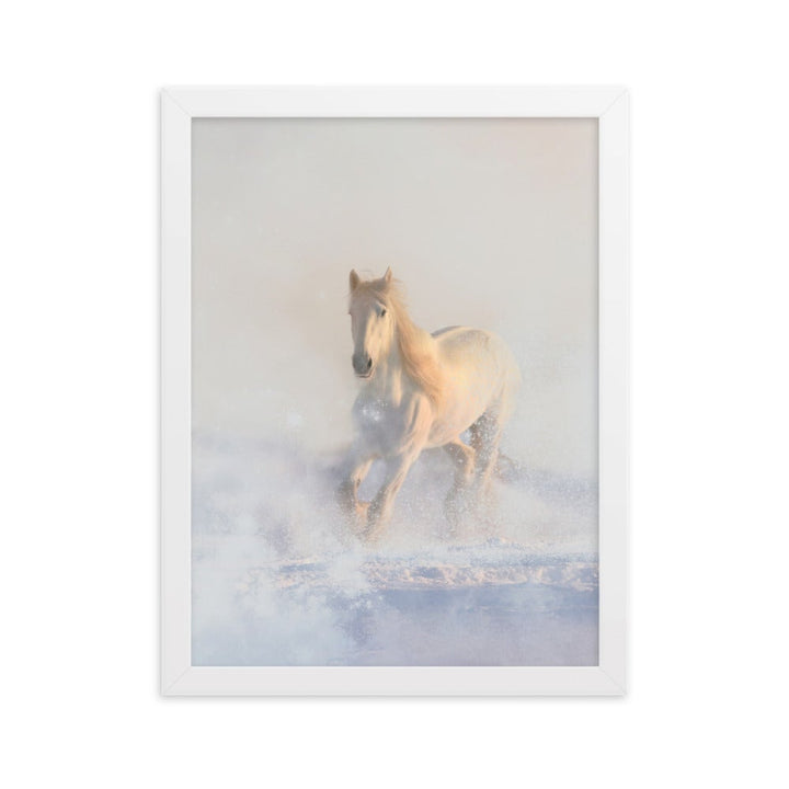 Pferd im Schnee Horse in Snow - Poster im Rahmen artlia Weiß / 30×40 cm artlia