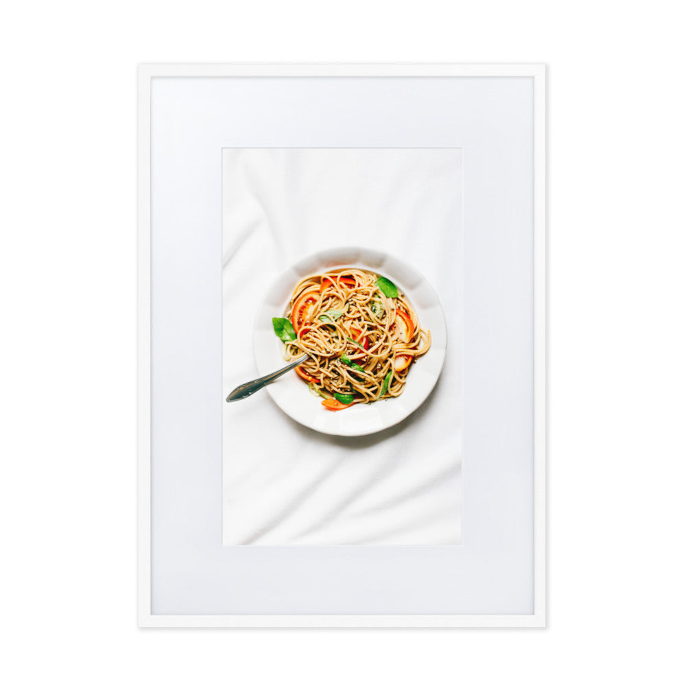 Poster mit Passepartout - leckere Spaghetti Kuratoren von artlia Weiß / 50×70 cm artlia