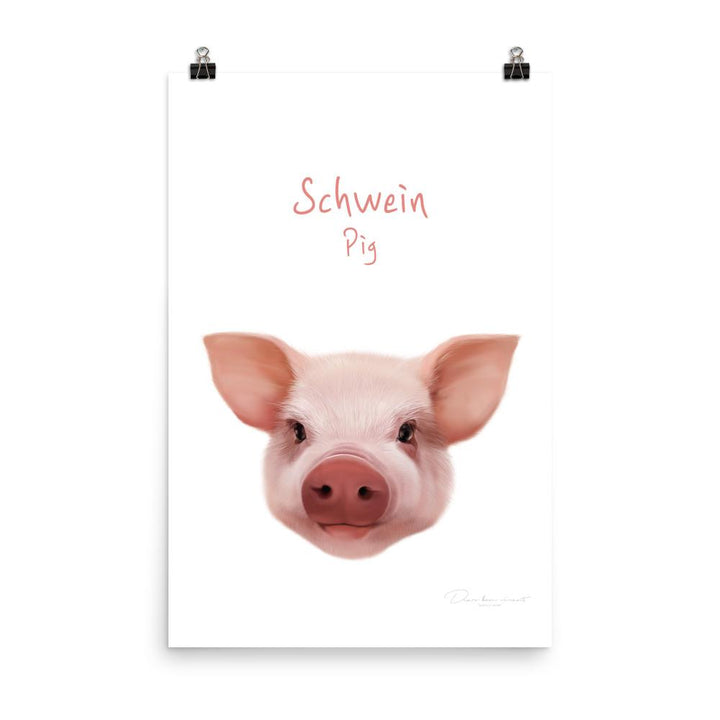 Schwein - Tier Poster für Kinder dear.bon.vivant 30x45 cm artlia
