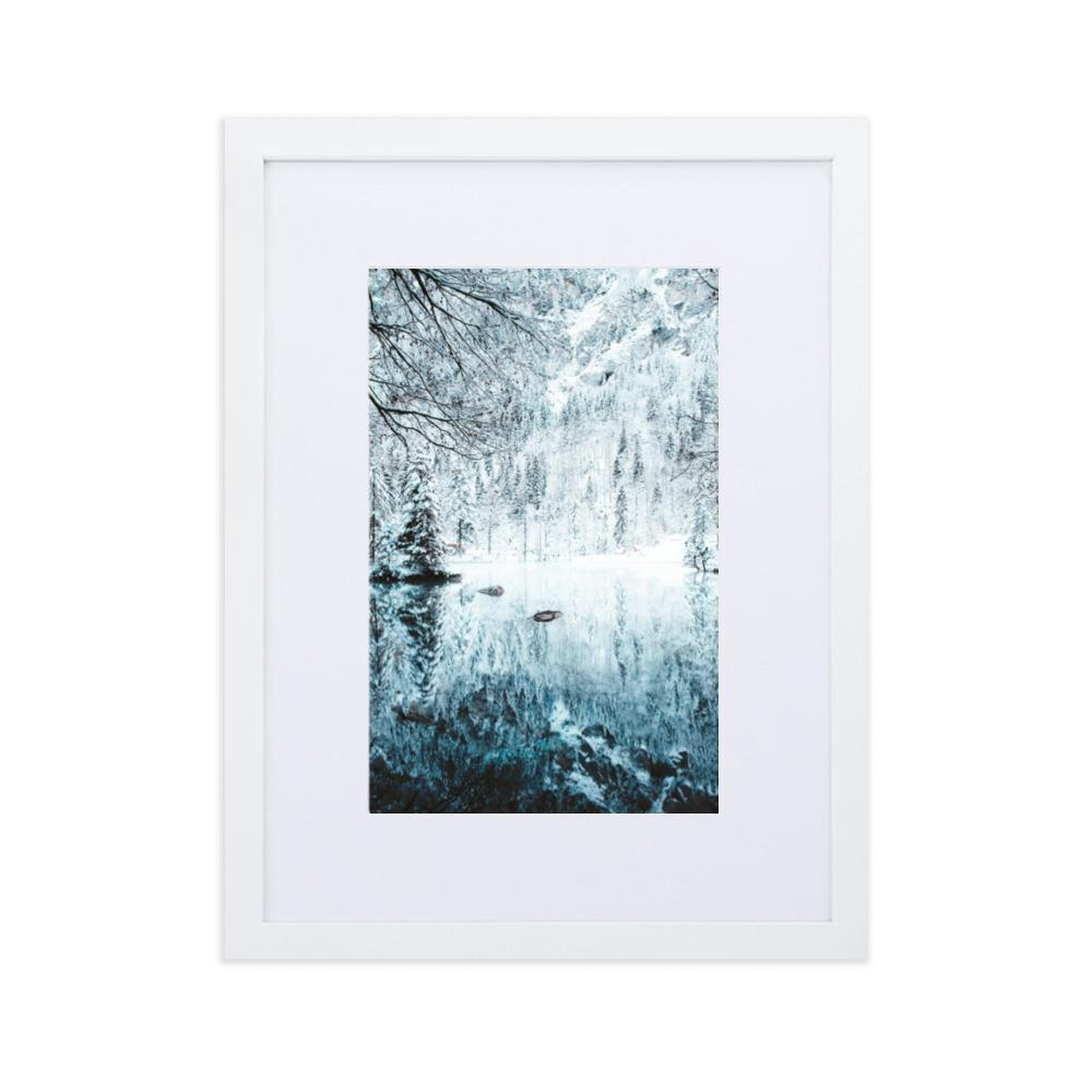 Snow Landscape 4 - Poster im Rahmen mit Passepartout artlia Weiß / 30×40 cm artlia