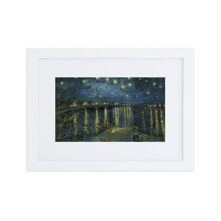 Starry Night over the Rhône - Poster im Rahmen mit Passepartout Van Gogh Weiß / 21×30 cm artlia