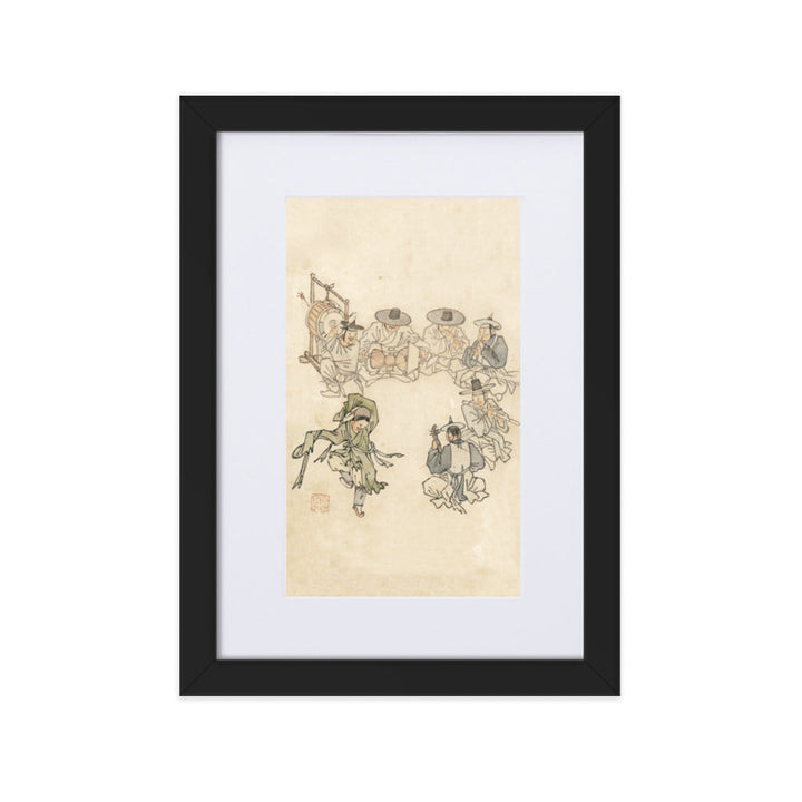 tanzendes Kind, Mudong, Kim Hong-do - Poster im Rahmen mit Passepartout Hong-do Kim Schwarz / 21×30 cm artlia