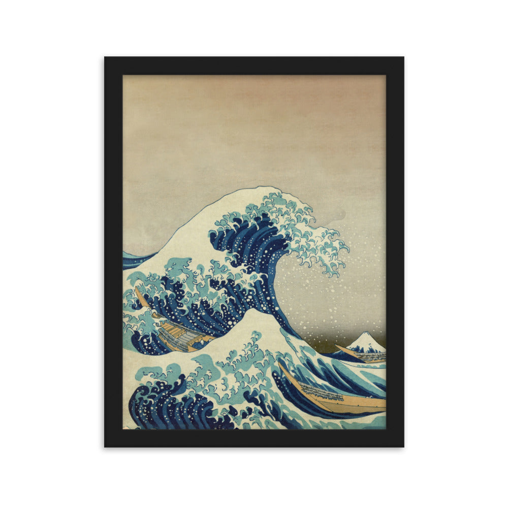 The Great Wave Hokusai - Poster im Rahmen Katsushika Hokusai vertical / Schwarz / 30×40 cm artlia