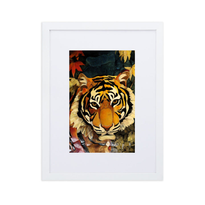 Tiger in Autumn - Poster im Rahmen mit Passepartout Kuratoren von artlia Weiß / 30×40 cm artlia