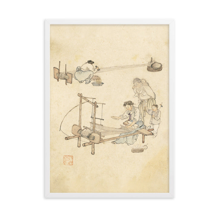 Weberei, Kim Hong-do - Poster im Rahmen Hong-do Kim Weiß / 50×70 cm artlia