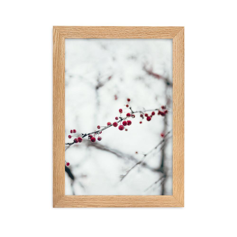 Winterbeeren Winterberries - Poster im Rahmen artlia Oak / 21×30 cm artlia